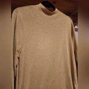 Whit Stag Gold Metallic Glitter Sparkle Turtleneck Size XL